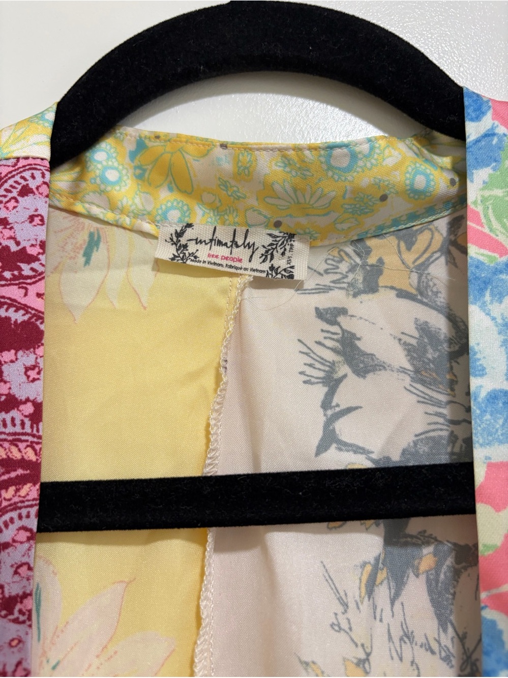 Free People Patched With Love Long Sleeve Open Front Robe Kimono Magic Combo Xs - Picture 8 of 8